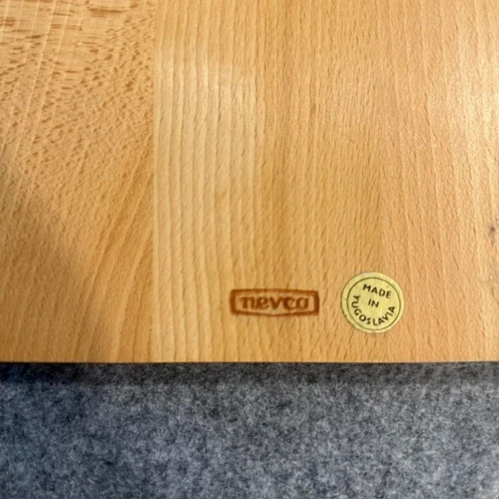 Retro Nevco Cutting Board Small Tan Excellent Vintage Yugoslavia Spice Graphic